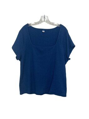 Old Navy SS Square Neck South Wind Shirt XXL‎ Blue Textured